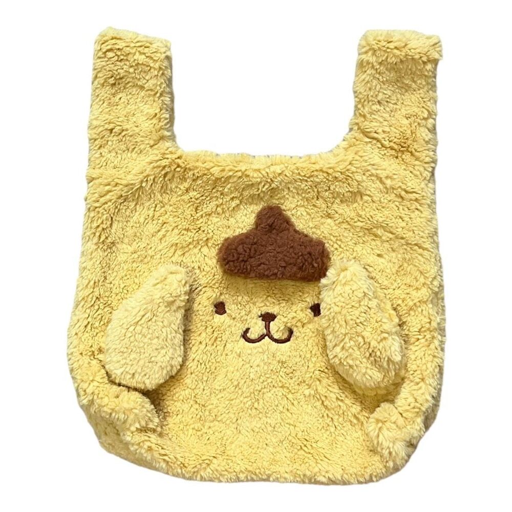 New Pompurin Fluffy Tote Handbag Yellow Dog Sanrio Hello Kitty Furry Cute Anime
